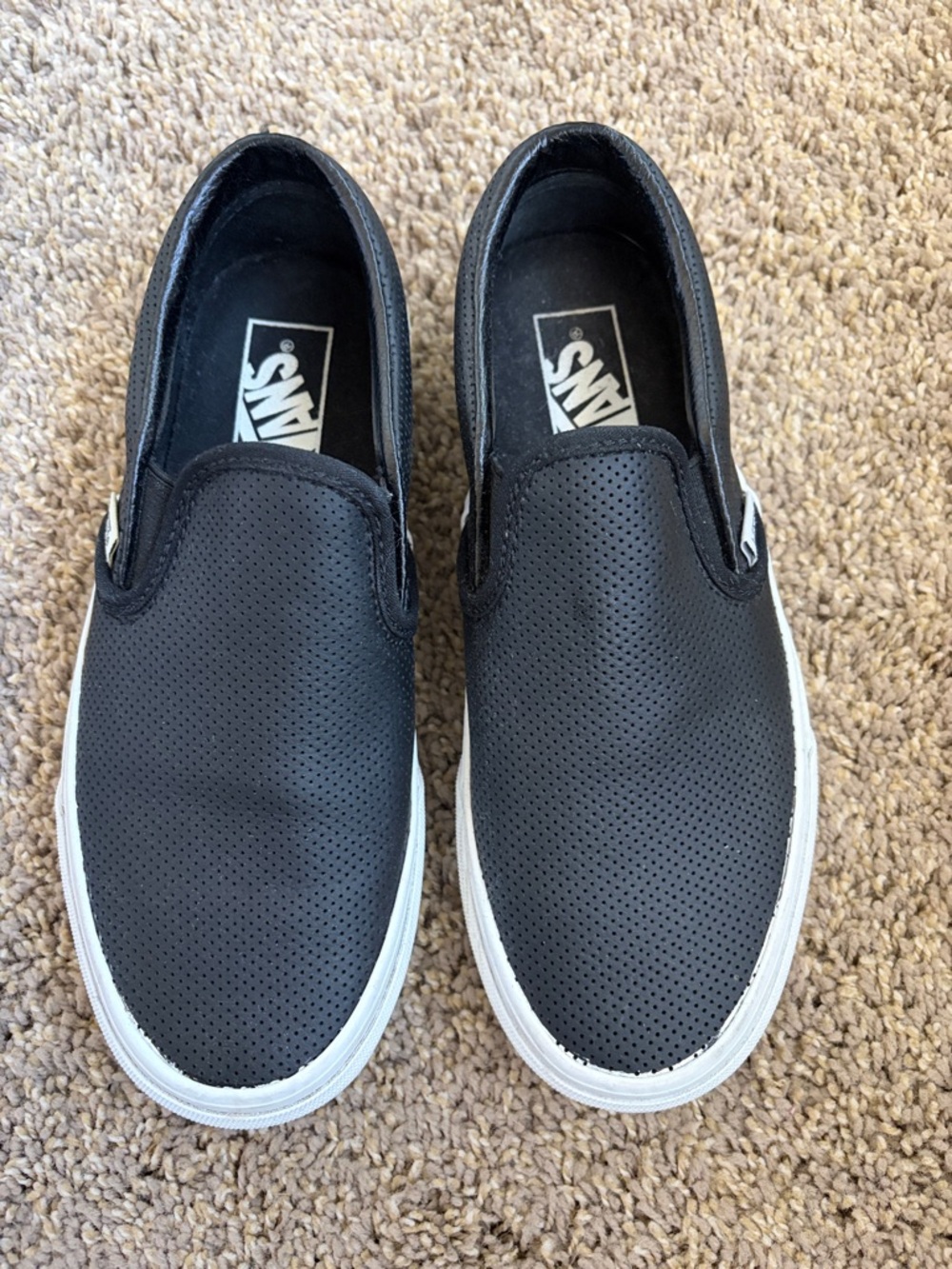 Vans Black Perforated Leather Slip-On Sneakers
